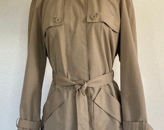 Khaki Trench Coat // Vintage 70s Belted Long Jacket
