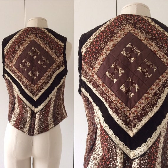 1970s Cropped Vest // Vintage 70s Handmade Velvet