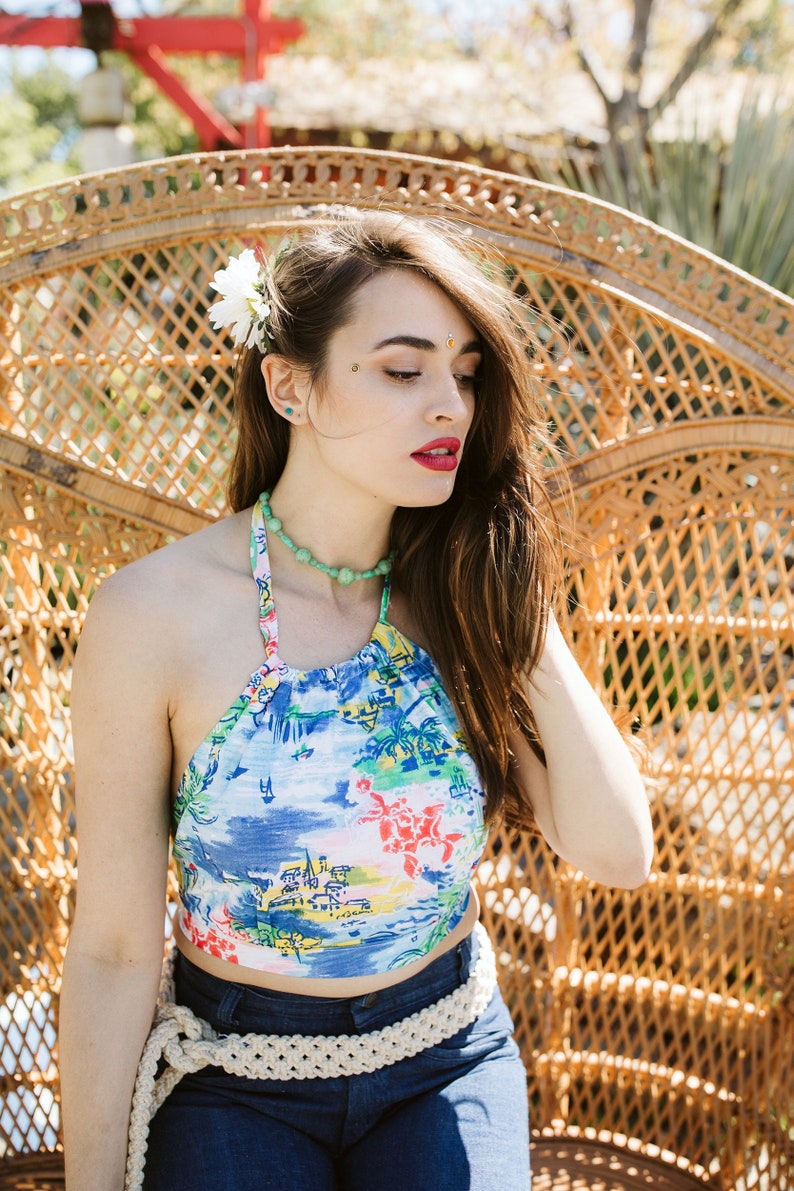 70s Halter Top Bikini Style Top