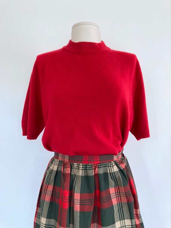 Red Short Sleeve Mockneck Sweater