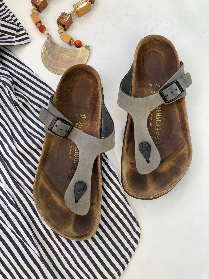 Grey Birkenstock Sandals size 38 Ladies 7/ Mens 5 / Gizeh