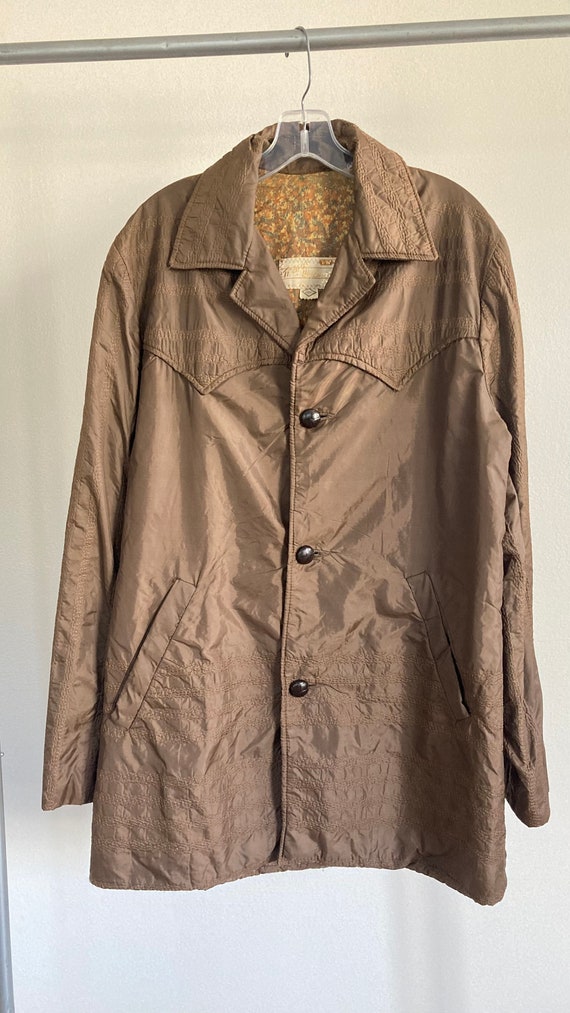 1960s Tregos Westwear Quilted Ranch Coat in Brown