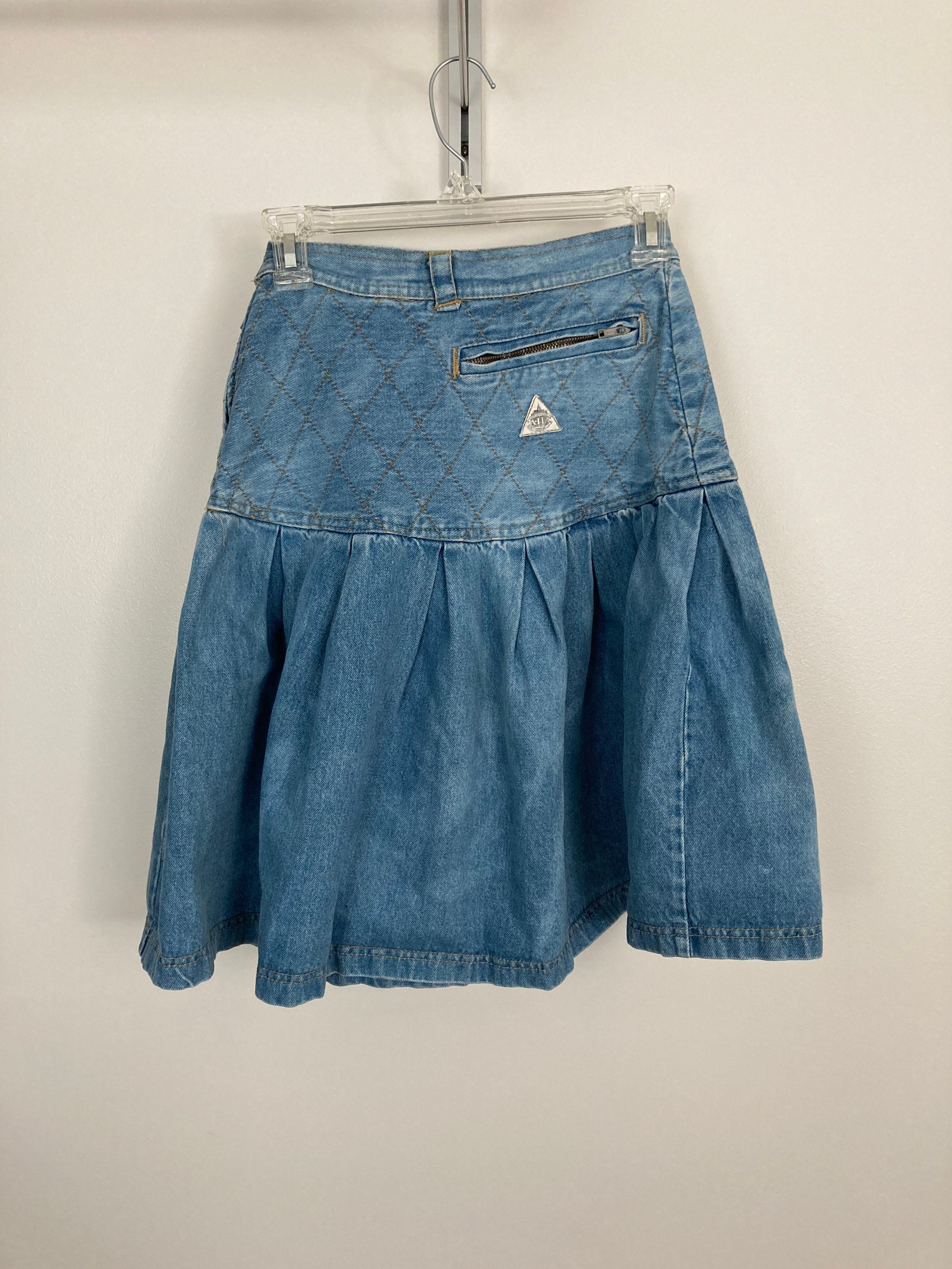 80s Denim Skirt // Vintage High Waist Jean Full Skirt Etsy