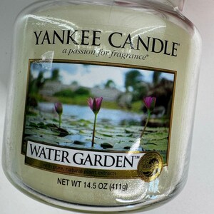 RARE Yankee Candle Water Garden 14oz Jar Candle Retired Label