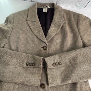 Vintage 1990s Gap Brown Herringbone Tweed Blazer Silk/Wool Sz 10 Academia Preppy