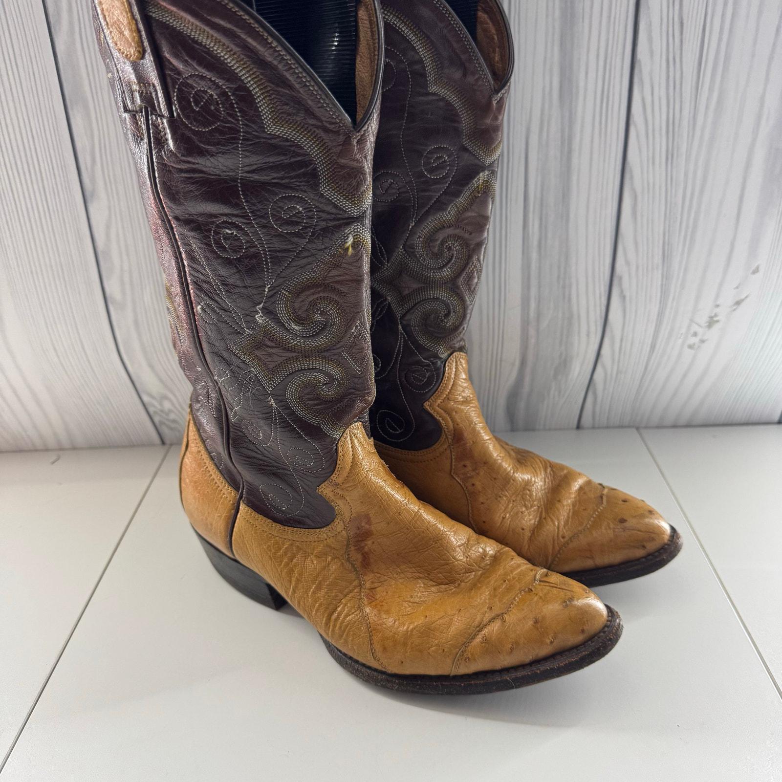 El Dorado 9918 Full Quill Ostrich Boots Vintage 1996 USA Handmade 8.5D Western Men main image 4