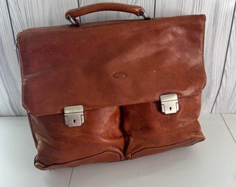 Vintage Peruzzi leren schoudertas Italië schoudertas bruin noodlijdend LEZEN