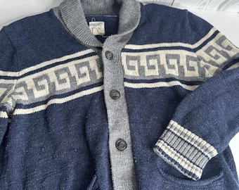Vintage Y2K Lucky Brand Lucky Blue Cardigan Shawl Collar Sweater Size Medium
