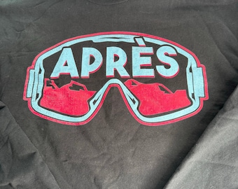 Vintage Port & Co Apres Ski Goggles Crewneck Black Size 2XL Retro Y2K