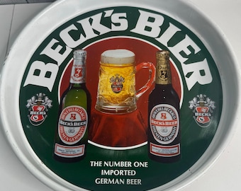 Taca na piwo Vintage Becks „Najlepsze importowane piwo” 12 cali