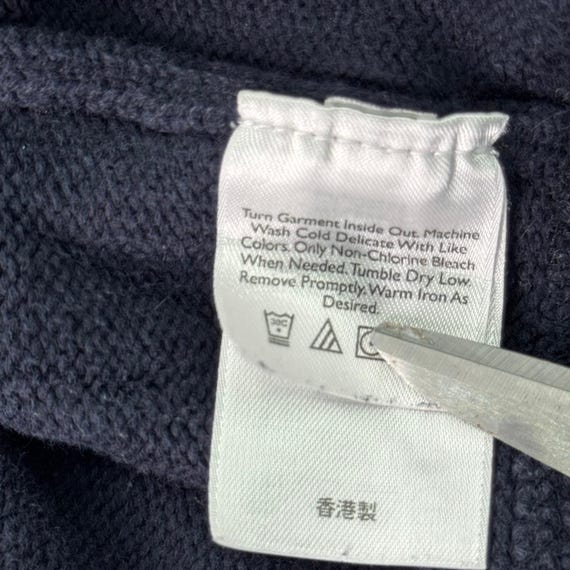 VTG 90's Eddie Bauer Sweater Men Med Navy Cotton … - image 4