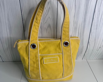 Vera Bradley Kleine Tasche Sonnenschein Gelb Weiß Trim Silber Tülle Akzente
