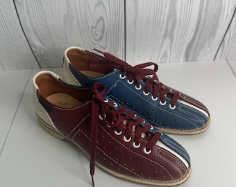 Vintage Dynamic Bowling Shoes Red Blue Taiwan 1990s/Y2K Size 6 Leather Womens
