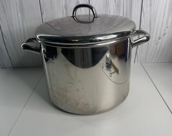 Vintage Revere Ware 2070 10 Qt Stainless Steel Stock Pot And Lid