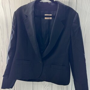 Vintage PENDLETON 100% Wool Blazer Jacket Black Women Sz.18 USA