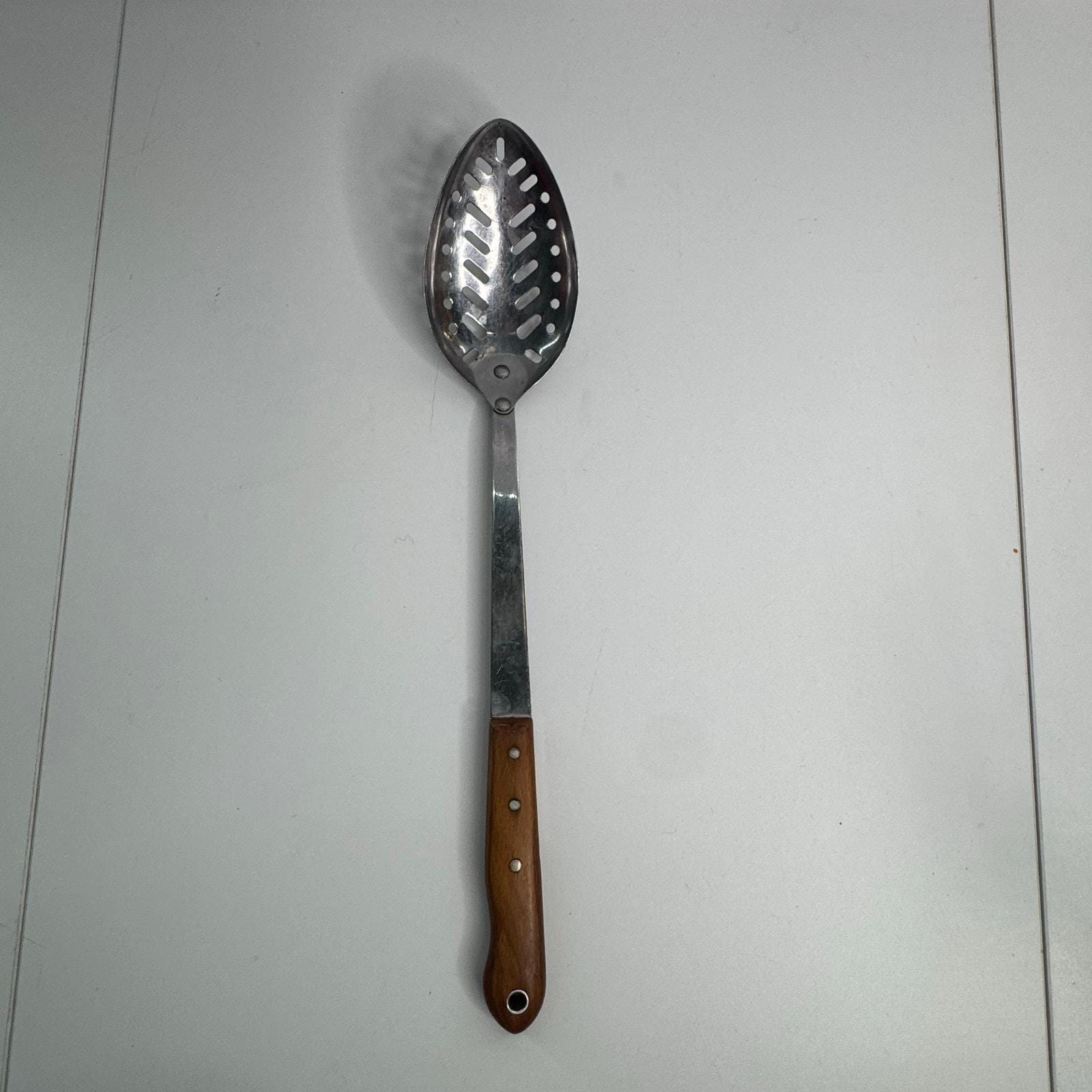 Cucchiaio da portata perforato | Cucchiaio da portata scanalato in acciaio inossidabile | Cucchiaio in metallo perforato con manico lungo, cucchiaio da gelato, robusto facile da pulire lavabile in