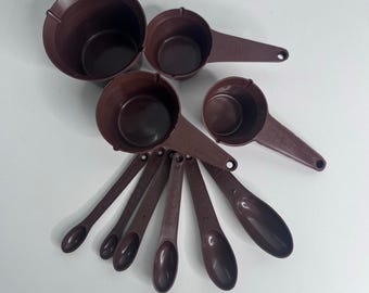 Vintage Schokolade Braunes Messlöffel Set von 10 Schokolade Retro 70er Jahre Hong Kong