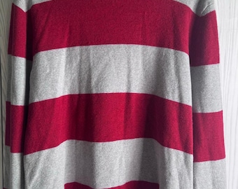 VTG Abercrombie & Fitch Red Striped Crew Neck Wool Blend  Sweater Large Y2K Mens