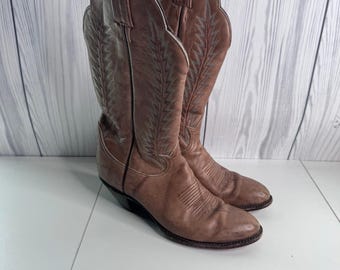 Vintage Tony Lama Women’s Cowboy Boots Size 7 Western Brown Chore