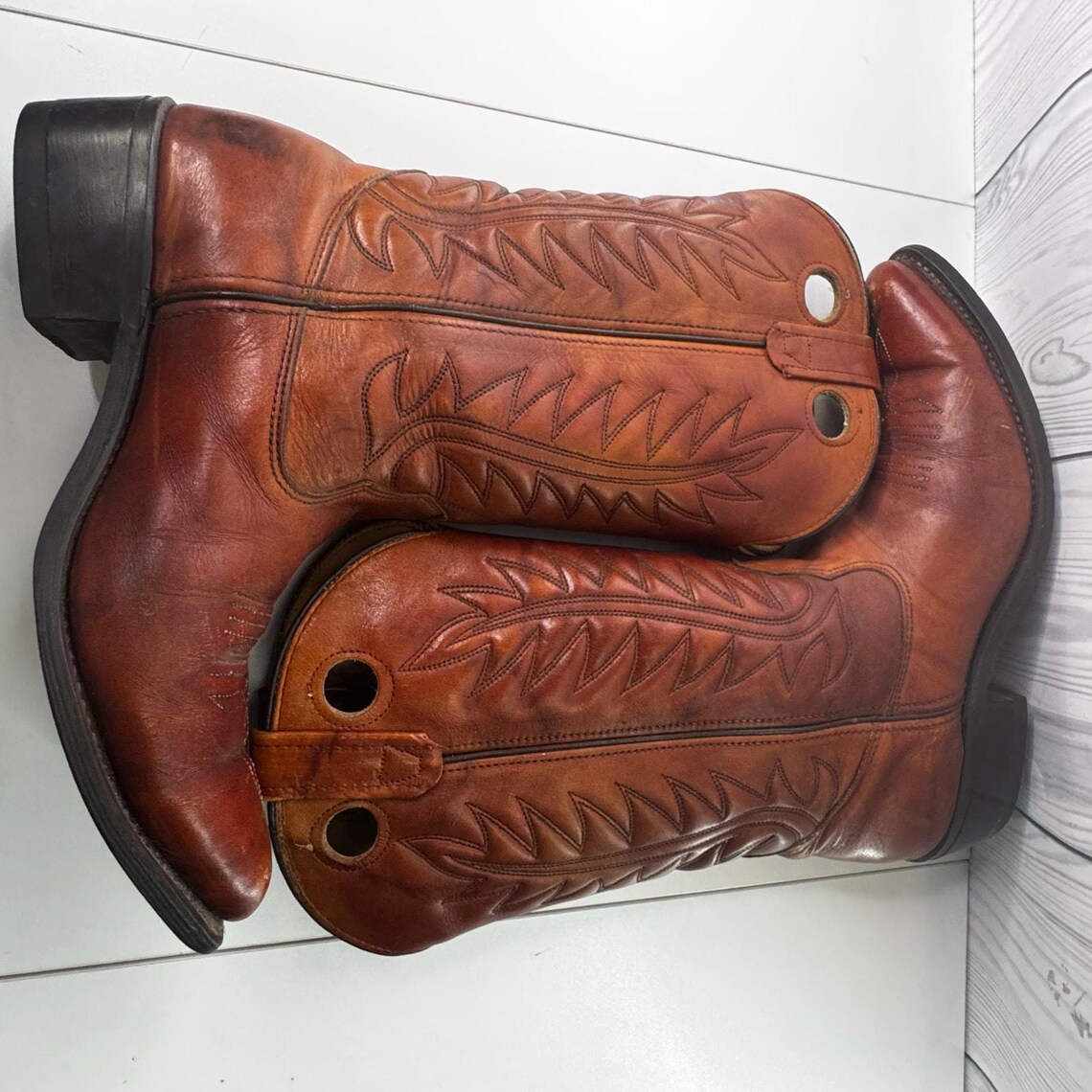Vintage Biltrite Men’s Brown Leather Western Cowboy Boots 10D, foto 4 di 5