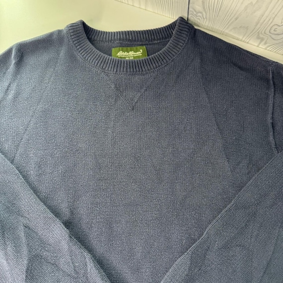 VTG 90's Eddie Bauer Sweater Men Med Navy Cotton … - image 1