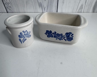 Pfaltzgraff Yorktowne Sugar Packet Holder Mini Loaf & Toothpick Holder USA VTG