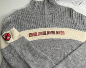 SELTEN! Ecko unltd Grauer Playboy Sweater Rollkragen Hologram VTG Y2K XL Ski