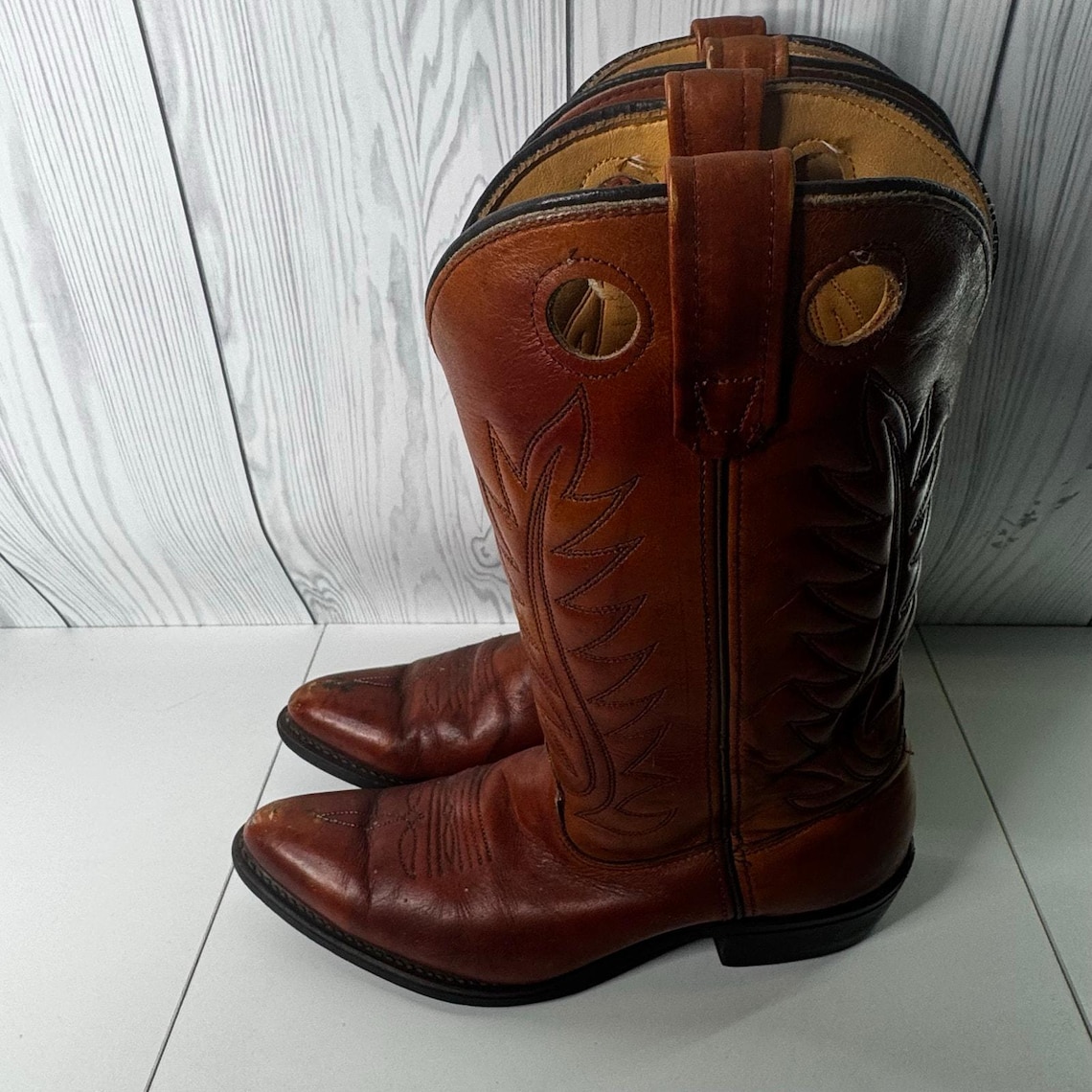 Vintage Biltrite Men’s Brown Leather Western Cowboy Boots 10D, foto 3 di 5
