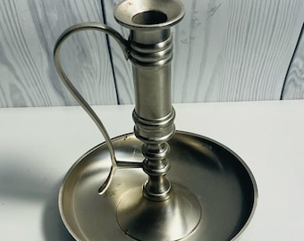 Grote zilveren Yankee Candle Chamber-kandelaar met handvat en lekbakje