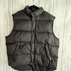 Chaleco acolchado de plumón de pato con estructura Y2K para hombre, talla XL, color negro