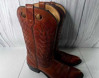 Vintage Biltrite Herren Braun Leder Western Cowboy Boots 10D