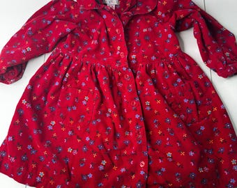 Mckids Vintage Girls Burgundy Berry Corduroy Dress Jumper 18 Mo Flower  Buttons - Etsy