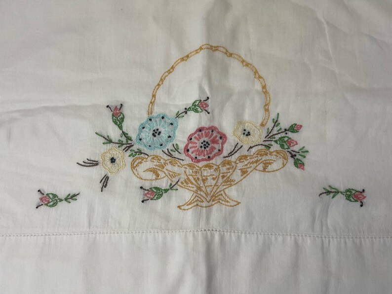 Vintage Floral Hand Embroidered Standard Pillow Case - Etsy