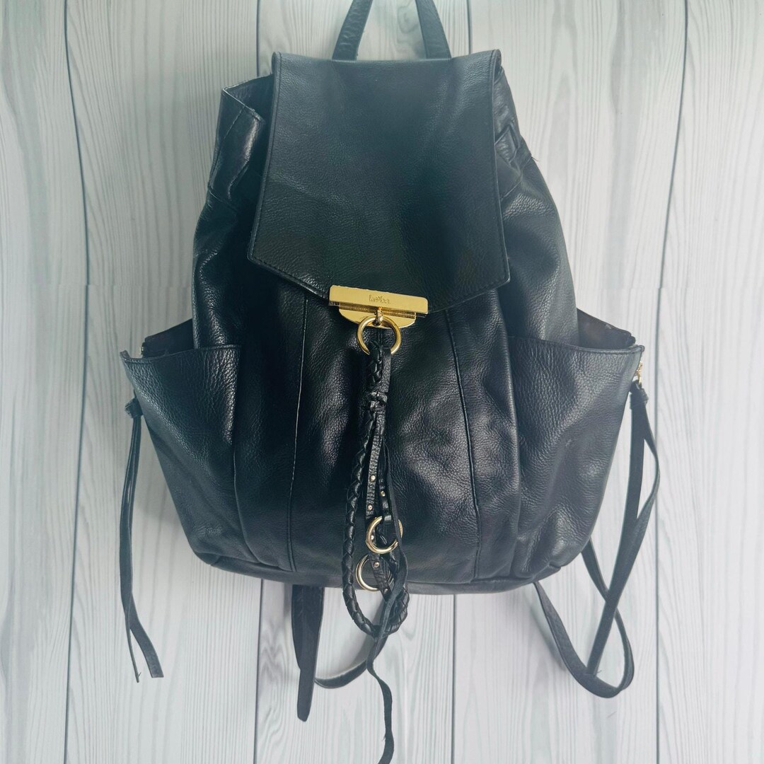 Kooba Margot Pebbled Leather Backpack Brown Cognac Boho Travel Bag EUC Kooba | Margot Black Leather Backpack with Gold Accent  main image 2