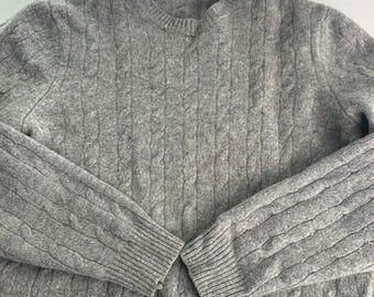Vintage Brooks Brothers British Lambswool Sweater Gray Mens Size Large USA FLAWS