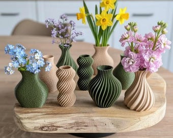 Set di 10 mini vasi decorativi (6 cm) per fiori - Arredamento minimalista e moderno per la casa - Vaso per fiori secchi
