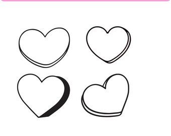 Outline Candy Hearts PNG, Valentine's Day Clipart (Digital Download)