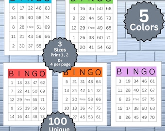 100 Unique Bingo Cards, Classroom Party Game (PDF Printables)