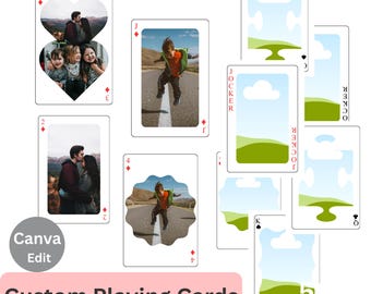 Custom Photo Playing Cards, Personalized Gift, Canva Editable (Digital Download)