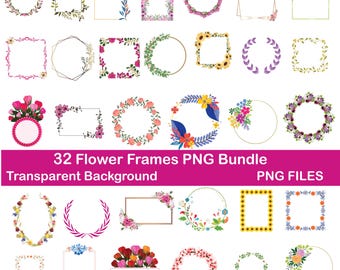 Wild Flowers Watercolor Clipart Wildflowers Frames Clipart Botanical Floral Frame PNG Summer Wedding Frames Wreaths Bouquets Borders