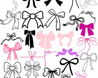 Bow Tie PNG Bundle, Coquette Bow png, Colorful Coquette Bow, Soft Pastel Blush Pink Bow, Ribbon Bow Clipart, Digital Download, for Cricut