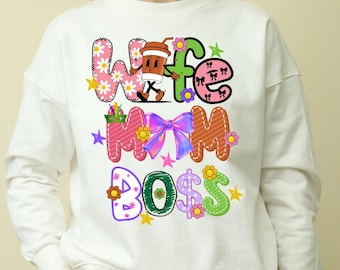 Mom Wife Boss png pdf, Tshirt, Motherhood png : (Digital Download)