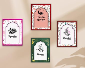 Set Of 4 Ramdan Floral Cards, Ramdan Gifts : (Digital Download)