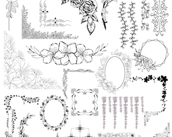 Floral Corner PNG Bundle | Frame Border Cut Files : ( Digital Download)