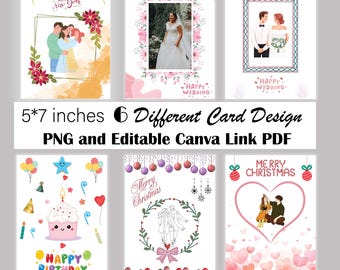 Jumbo Christmas Card Canva Editable PDF & PNG Files : (Digital Download)