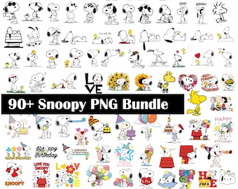 Snoopy Dog SVG PNG Bundle, Cartoon Clipart (Digital Download)