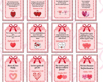 Christian Valentines Love Scripture Cards, Bible verse Printable Cards: (Digital Download)
