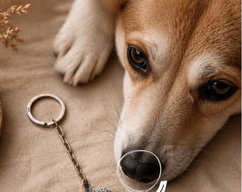Kundenspezifischer Sterlingsilber-Haustier-Nasenabdruck Keychain • Personalisiertes Andenken