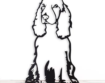 Cocker-spaniël silhouetstijl minimalistisch metalen hondenstandbeeld