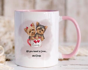 Ceramic mug for dog lovers, mug with Yorkshire Terrier dog design, gift idea for dog lovers, gift for dog moms and dog dads